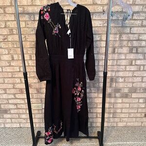 NEW Misa Black Eyelet Floral Maxi Dress - Women's Large